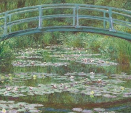 Ponte giapponese Monet, colori verdi, disegno nitido