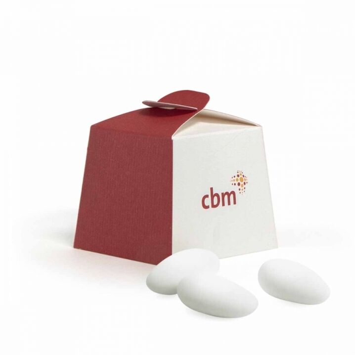 033 scatolina porta confetti bianca e rossa