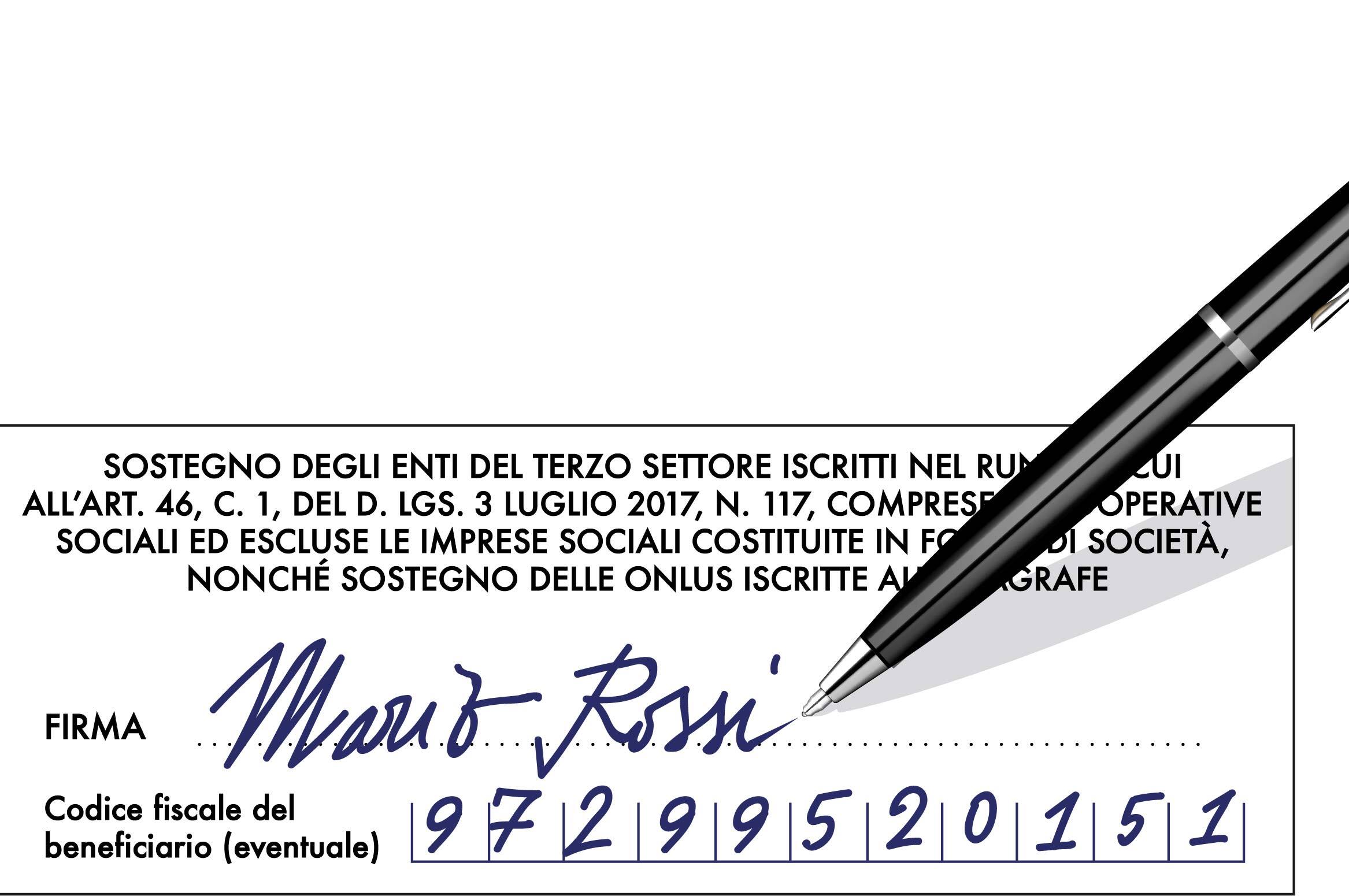 Modulo firma 5xmille dichiarazione dei redditi