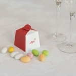 scatolina porta confetti bianca e rossa